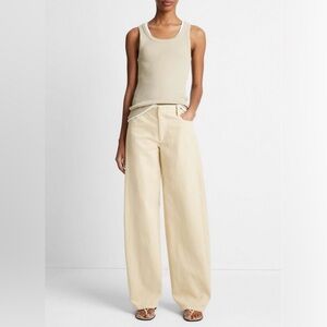 Vince Washed Cotton Twill Wide-Leg Pant